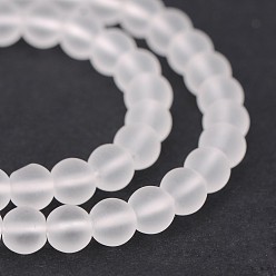 Quartz Crystal Frosted Natural Quartz Crystal Round Beads Strands, 8mm, Hole: 1mm, about 48pcs/strand, 15.1 inch
