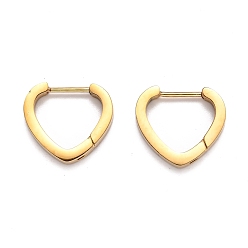 Oro 304 aretes tipo argolla de acero inoxidable con forma de corazón, corazón, dorado, 15x16.5x3 mm, pin: 1 mm