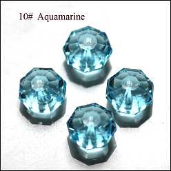 Deep Sky Blue Imitation Austrian Crystal Beads, Grade AAA, Faceted, Octagon, Deep Sky Blue, 10x7mm, Hole: 0.9~1mm