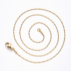 Oro Chapado al vacío 304 collar de cadena coreana de acero inoxidable, con cierre de pinza, dorado, 19.68 pulgada (50 cm) x 1.2 mm