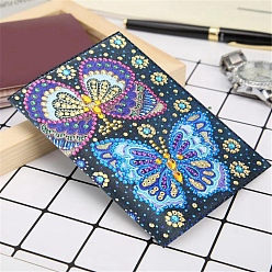 Butterfly DIY Diamond Painting Passport Cover Kits, including PU Leather, Resin Rhinestones, Diamond Sticky Pen, Tray Plate and Glue Clay, Rectangle, Butterfly Pattern, 200x140mm