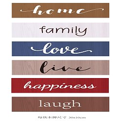 Mixed Color Solid Wood Hanging Wall Decorations, with Jute Twine, Rectangle, Mixed Color, 90x30cm