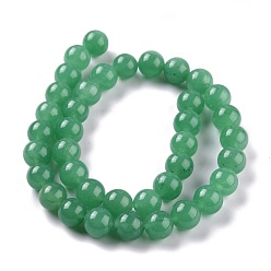 Vert Mer Perles de jade blanc naturel, ronde, teint, vert de mer, 10mm, Trou: 1.2mm, Environ 38 pcs/chapelet, 14.96'' (38 cm)