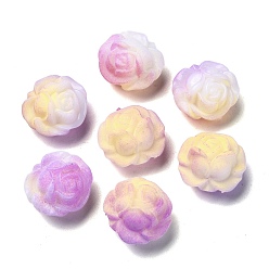 Violet Perles de résine à changement de lumière, perles de fleurs de camélia, violette, 18x19.5x11.5mm, Trou: 2mm, environ270 pcs / 500 g