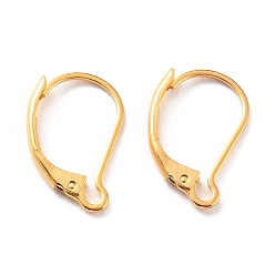 Real 24K Gold Plated 304 Stainless Steel Leverback Earring Findings, Real 24K Gold Plated, 16.5x10x2mm, Pin: 1mm