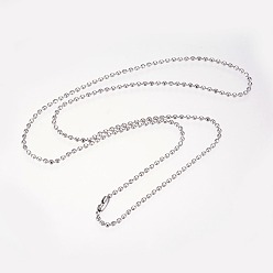 Stainless Steel Color 304 Stainless Steel Necklaces, with Clasps, Ball Chain Necklaces, Faceted, Stainless Steel Color, 19.8 inch(50.3cm), 1.9mm