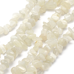 White Moonstone Naturelles perles pierre de lune blanc brins, puce, 5~8mm, Trou: 1mm, environ 33 pouces (84 cm)