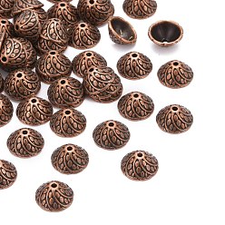 Red Copper Tibetan Style Bead Caps, Cone, Lead Free and Cadmium Free, Red Copper, 11x5mm, Hole: 1mm
