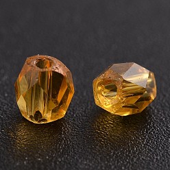 Orange Faceted Transparent Glass Round Beads, Orange, 3mm, Hole: 0.5mm, about 600pcs/bag