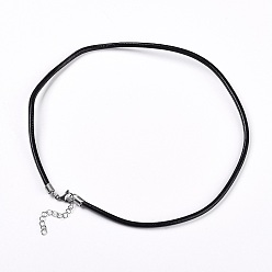 Черный Кожаный шнур ожерелье решений, фурнитура из нержавеющей стали , чёрные, 17.7 дюйм ~ 18.3 дюйм (45~46.5 см), 2 мм