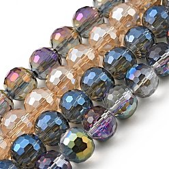 Mixed Color Electroplate Glass Bead Strands, Faceted(96 Facets), Round, Mixed Color, 12mm, Hole: 2mm, about 50pcs/strand, 22.4 inch