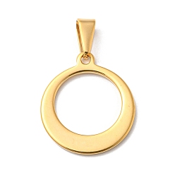Oro 304 colgantes de acero inoxidable, anillo redondo, dorado, 23.5x20.5x1.5 mm, agujero: 3x6.5 mm