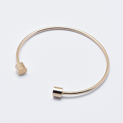Real Rose Gold Plated Eco-Friendly 316 Surgical Stainless Steel Cuff Bangle Making, with Removable Column Beads, Long-Lasting Plated, Real Rose Gold Plated, 2-1/2 inch(63mm)