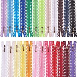 Mixed Color Garment Accessories, Nylon Lace Zipper, Zip-fastener Components, Mixed Color, 54x2.4cm, 2strands/color, 48strands/set