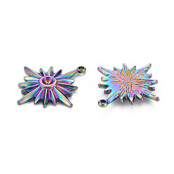 Rainbow Color Rainbow Color 201 Stainless Steel Pendant Rhinestone Settings, Star, Fit For 2mm Rhinestone, 21x19x2.5mm, Hole: 1.4mm