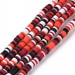 FireBrick Handmade Polymer Clay Beads Strands, for DIY Jewelry Crafts Supplies, Heishi Beads, Disc/Flat Round, FireBrick, 3x0.6~1.2mm, Hole: 1.6~1.8mm, about 412pcs/strand, 15.94 inch(40.5cm)