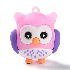 Plum PVC Cartoon Owl Doll Pendants, for Keychains, Plum, 43x37x26mm, Hole: 3mm
