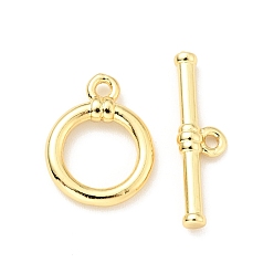 Real 18K Gold Plated Brass Toggle Clasps, Cadmium Free & Lead Free, Round, Real 18K Gold Plated, Ring: 13.5x10.5x2.5mm, Inner Diameter: 7mm, Hole: 1.4mm, Bar: 18x5x2mm, hole: 1.2mm