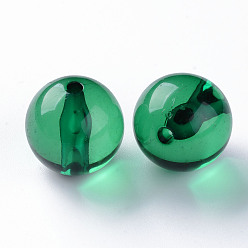 Vert Perles acryliques transparentes, ronde, verte, 20x19mm, Trou: 3mm, environ111 pcs / 500 g