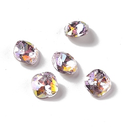 Violeta Cabujones de diamantes de imitación de cristal, puntiagudo espalda y dorso plateado, plaza, violeta, 6x6x3 mm
