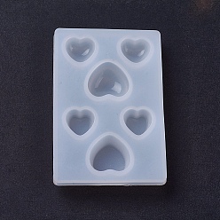 White Silicone Molds, Resin Casting Molds, For UV Resin, Epoxy Resin Jewelry Making, Heart, White, 64x43x7mm, Inner Size: 11~15x10~16mm