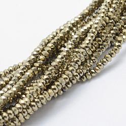 Plaqué Bronze Antique Perles en verre electroplate, plein plaqué, facette, rondelle, antique bronze plaqué, 2.5x1.5mm, Trou: 0.5mm, Environ 197~201 pcs/chapelet, 12.9 pouce (33 cm)