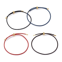Mixed Color Adjustable PU Leather Cord Slider Bracelets, with 304 Stainless Steel Slider Beads and Cord End, Mixed Color, 10-3/8 inch(26.5cm), 2mm