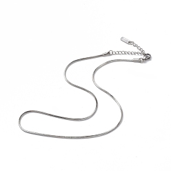 Stainless Steel Color 304 Stainless Steel Round Snake Chain Necklace for Men Women, Stainless Steel Color, 15.75 inch(40cm)