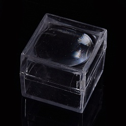 Clair Boîtes de loupe de visionneuse d'anneau en plastique transparent, cubes de loupe pour pièces de monnaie, bijoux, des pierres, spécimens, clair, 26x26x23mm, Taille intérieure: 21.5x21.5 mm