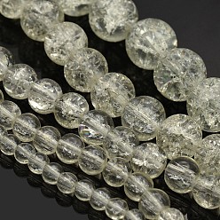 Clear Mixed Crackle Glass Round Beads, Clear, 4~12mm, Hole: 1mm, about 66~200pcs/strand, 29.9 inch~31.5 inch