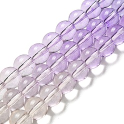 Lilas Brins de perles de quartz synthétiques teints et chauffés, perles rondes de couleur dégradée, lilas, 8mm, Trou: 1mm, Environ 55~56 pcs/chapelet, 15.55''~15.75'' (39.5~40 cm)
