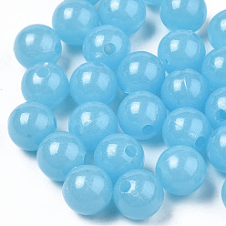 Light Sky Blue Luminous Acrylic Beads, Glow in the Dark, Round, Light Sky Blue, 6mm, Hole: 1.6mm, about 4600pcs/500g