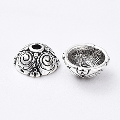Antique Silver Alloy Bead Caps, Lead Free and Cadmium Free, Antique Silver Color, 8x8x4.5mm, Hole: 2mm, Inner Diameter: 6mm