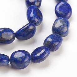 Lapis Lazuli Natural Lapis Lazuli Beads Strands, Nuggets, 6~12x6~8mm, Hole: 0.5mm, about 47pcs/strand, 15.7 inch(40cm)