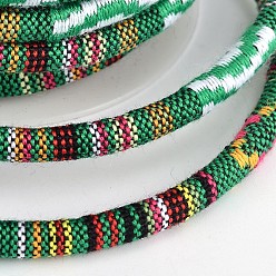 Зеленый Этнических шнур полиэфирные шнуры, зелёные, 7x5 мм, 10 ярдов / рулон
