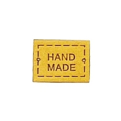 Oro Etiquetas de etiquetas de microfibra, etiquetas de ropa hechas a mano, para jeans de bricolaje, , , accesorios de sombrero, Rectángulo, oro, 20x15 mm
