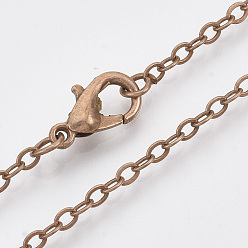 Red Copper Brass Cable Chains Necklace Making, with Alloy Lobster Claw Clasps, Red Copper, 23.6 inch~24.37 inch(60cm~61.9cm)