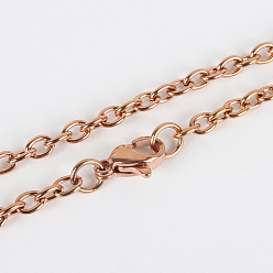 Rose Gold 304 Stainless Steel Cable Chain for Necklace Making, with Lobster Claw Clasps, Vacuum Plating, Rose Gold, 23.6 inch(59.9cm)