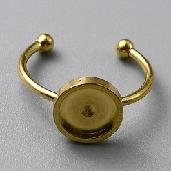Золотой 304 компоненты манжетного кольца из нержавеющей стали, с 201 поддоном из нержавеющей стали и бусинами, золотые, размер США 8 1/4 (18.3 мм), лоток : 8 мм