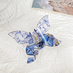 Cornflower Blue Butterfly Cellulose Acetate Large Claw Hair Clips, for Women Girl Thick Hair, Cornflower Blue, 75x100mm