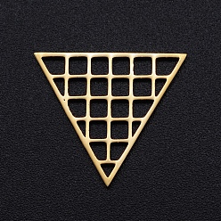Oro 201 de acero inoxidable carpinteros filigrana enlaces, Corte con laser, triángulo con rejilla, dorado, 17x20x1 mm