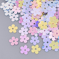 (52) Непрозрачная лаванда Аксессуары для орнаментов, пластиковые пайетки / блестки из пвх, цветок, разноцветные, 7x7x0.4 мм, отверстия: 1.2 мм, около 900 шт / мешок