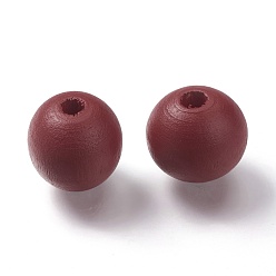 Rouge Foncé Perles de bois naturel peintes, ronde, rouge foncé, 16mm, Trou: 4mm