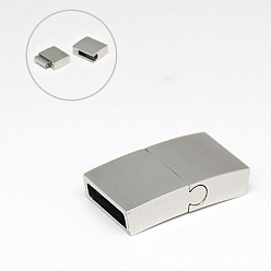 Stainless Steel Color 304 Stainless Steel Magnetic Clasps with Glue-in Ends, Rectangle, 26x15x6mm, Hole: 3.5x12.5mm