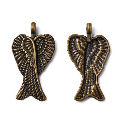 Antique Bronze Tibetan Style Alloy Pendants, Cadmium Free & Nickel Free & Lead Free, Wing, Antique Bronze, 29x16x4mm, Hole: 2mm
