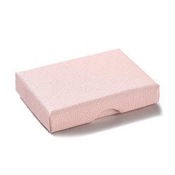 Pink Картон комплект ювелирных изделий коробки, с губкой внутри, прямоугольные, розовые, 7.05~7.15x5.05x1.55~1.6 см