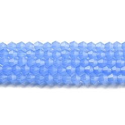 Dodger Blue Imitation Jade Glass Beads Strands, Faceted, Bicone, Dodger Blue, 4x4mm, Hole: 0.8mm, about 87~98pcs/strand, 12.76~14.61 inch(32.4~37.1cm)