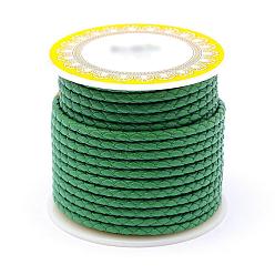 Teal Braided Cowhide Leather Cord, Leather Rope String for Bracelets, Teal, 3mm, about 8.74 yards(8m)/roll