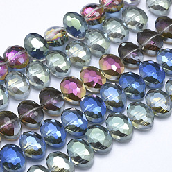 Mixed Color Glass Beads Strands, Mixed Style, Faceted, Oval, Mixed Color, 9x12x6mm, Hole: 1mm, about 30pcs/strand, 10.6 inch(27cm)