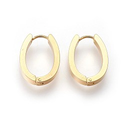Golden 304 Stainless Steel Hoop Earrings, Hypoallergenic Earrings, Oval, Golden, 15.5~16x14x4mm, Pin: 1mm